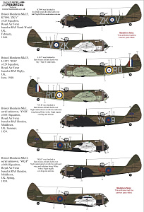 Decal 1/48 Bristol Blenheim Mk.I/Mk.If (5) (Xtradecal)