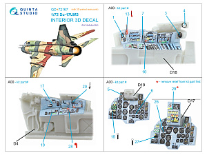 Su-17UM3 3D-Printed & coloured Interior on decal paper (Modelsvit) (with 3D-printed resin part)