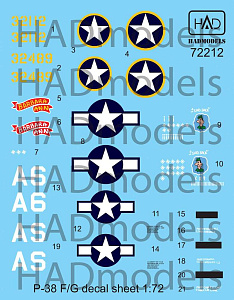 Decal 1/72 P-38 F/G above Europe (3x camo) (HAD)