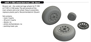 Additions (3D resin printing) 1/48 North-American P-51B/P-51C wheels block tread 2 1/48 (designed to be used with Eduard kits)