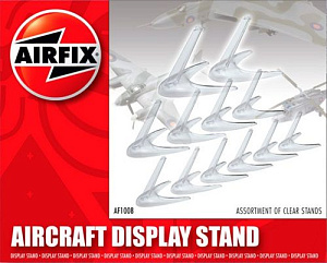 Assorted clear plastic aircraft stands Stands. 6 x small. 4 x medium. 2 x larger.