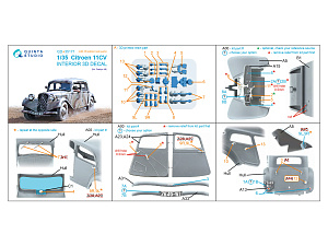 Citroen 11CV 3D-Printed & coloured Interior on decal paper (Tamiya) (with 3D-printed resin parts) 