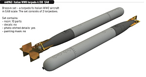 Additions (3D resin printing) 1/48 Italian WWII torpedo A.130 1/48 (designed to be used with Eduard kits)