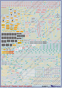 Decal 1/32 Sukhoi Su-27 Flanker family. Full Stencil Data includes over 560 different items (Begemot)