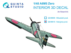 A6M5 Zero (Nakajima Production) 3D-Printed & coloured Interior on decal paper (Eduard)