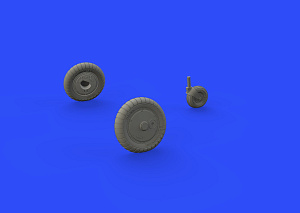 Additions (3D resin printing) 1/48 Messerschmitt Bf-109G-6 wheels with weighted tyre effect (designed to be used with Tamiya kits) 