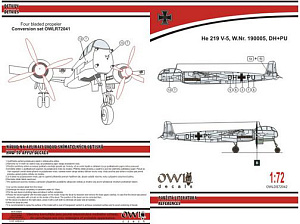 Decal 1/72 Heinkel He.219V-5 DH+PU four blades propeller (light version) (Owl Decals)