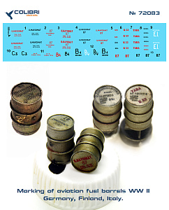 Decal 1/72 Marking of aviation fuel barrels WWII (Colibri Decals)