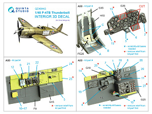 P-47B Thunderbolt 3D-Printed & coloured Interior on decal paper (Dora Wings)