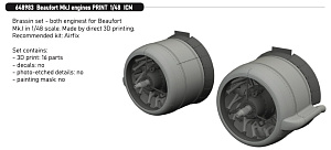 Additions (3D resin printing) 1/48 Bristol Beaufort Mk.I engines (designed to be used with ICM kits) 