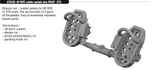 Additions (3D resin printing) 1/72 Messerschmitt Bf-109E rudder pedals late 3D-Printed 