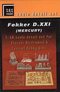 Additions (3D resin printing) 1/48 Fokker D.XXI detail set (designed to be used with Classic Airframes and Special Hobby kits)