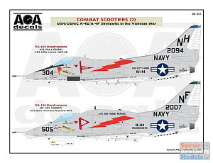 Decal 1/32 Combat Scooters (2) - USN/USMC Douglas A-4E/A-4F Skyhawks in the Vietnam War. This Part 2 (AOA Decals)