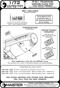 Aircraft detailing sets (resin) 1/48 P-51 Mustang - carburator air filter cover - standard holed type (Arma Hobby)