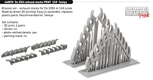 Additions (3D resin printing) 1/48 Dornier Do-335A exhaust stacks (3D-Printed) (designed to be used with Tamiya kits)