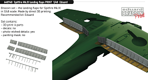 Additions (3D resin printing) 1/48 Supermarine Spitfire Mk.IX landing flaps 3D-Printed (designed to be used with Eduard kits) 