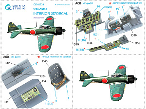 A6M2 Zero 3D-Printed & coloured Interior on decal paper (Eduard)