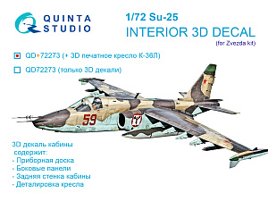 Su-25 3D-Printed & coloured Interior on decal paper (Zvezda) (with 3D-printed resin parts)