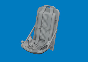 Additions (3D resin printing) 1/72 North-American P-51D Mustang seat with integral seat belts 3D-Printed 1/72 (designed to be used with Arma Hobby kits)