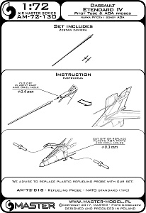 Aircraft detailing sets (brass) 1/72 Dessault Etendard IV - Pitot Tube & Angle of Attack probes (designed to be used with Heller kits) 