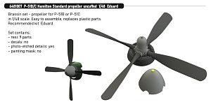 Additions (3D resin printing) 1/48 North-American P-51B/P-51C Mustang Hamilton Standard propeller uncuffed 1/48 (designed to be used with Eduard kits)