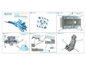 Su-33 3D-Printed & coloured Interior on decal paper (Trumpeter) (with 3D-printed resin part)