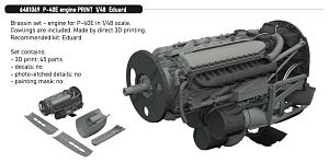 Additions (3D resin printing) 1/48 Curtiss P-40E engine 3D-Printed 1/48 (designed to be used with Eduard kits)