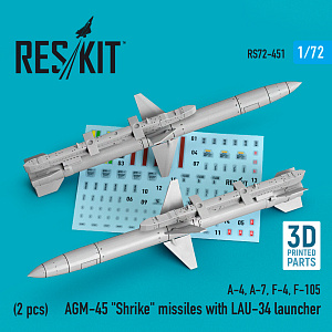 Additions (3D resin printing) 1/72 AGM-45 "Shrike" missiles with LAU-34 launcher (2 pcs) (ResKit)