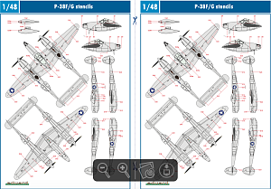 Decal 1/48 Lockheed P-38F/G Lightning x 5 aircraft