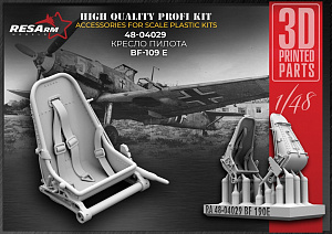 Additions (3D resin printing) 1/48 Pilot's seat Bf-109 E (RESArm)