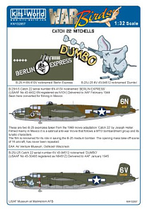 Decal 1/32 North-American B-25H-5 Catch 22 serial number 6N 410V nickname 'Berlin Express' (Kits-World)