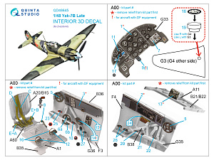 Yak-7B 3D-Printed & coloured Interior on decal paper (Zvezda)