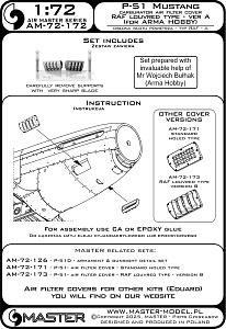 Aircraft detailing sets (resin) 1/72 P-51 Mustang - carburator air filter cover - RAF louvred type - version A (Arma Hobby)