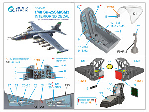 Su-25SM/SM3 3D-Printed & coloured Interior on decal paper (Zvezda/Quinta Models/Arma Models)