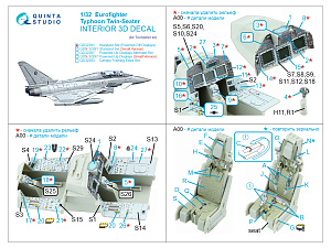 Eurofighter Typhoon Twin-seater EF-2000B/2000T 3D-Printed & coloured Interior on decal paper (Trumpeter)