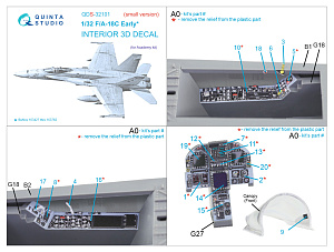 F/A-18C Early 3D-Printed & coloured Interior on decal paper (Academy) (Small version)