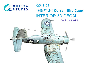 F4U-1 Corsair (Birdcage) 3D-Printed & coloured Interior on decal paper (Hobby Boss)