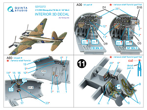 DH Mosquito FB Mk.VI/NF Mk.II 3D-Printed & coloured Interior on decal paper (Tamiya)