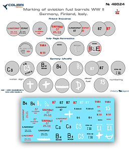 Decal 1/48 Marking of aviation fuel barrels WWII (Colibri Decals)