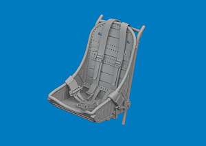 Additions (3D resin printing) 1/48 Curtiss P-40E Warhawk seat w/ integral belts Type 1 3D-Printed 1/48 (designed to be used with Eduard kits)
