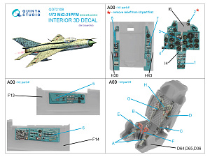 MiG-21PFM Emerald panels 3D-Printed & coloured Interior on decal paper (Eduard)