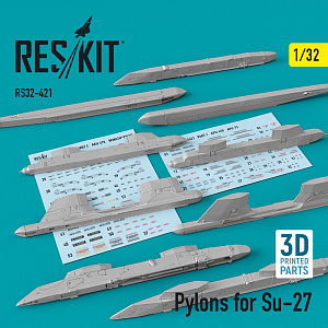 Additions (3D resin printing) 1/32 Pylons for Sukhoi Su-27 Flanker [Su-27B (designed to be used with Trumpeter kits)