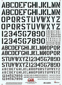 Decal 1/48 Stencil Letters and Numbers 4 sizes black (CAM)