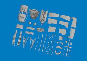 Additions (3D resin printing) 1/48 Lockheed P-38F/P-38G Lightning right engine (3D-Printed) 1/48 (designed to be used with Tamiya kits)
