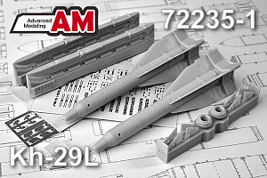 Additions (3D resin printing) 1/72 Aircraft guided missile Kh-29T with launcher AKU-58-1 (Advanced Modeling) 