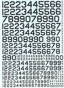 Decal 1/72 US Code and Serial Numbers. Black 45 deg corners (Techmod)