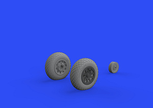 Additions (3D resin printing) 1/48       North-American P-51D-5 Mustang wheels with weighted tyre effect diamond tread 2 (designed to be used with Eduard kits) 