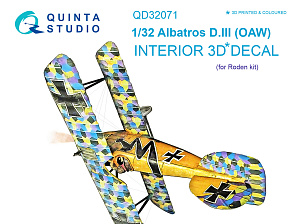 Albatros D.III OAW 3D-Printed & coloured Interior on decal paper (for Roden kit)