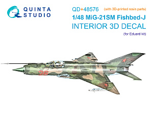 MiG-21SM Fishbed-J 3D-Printed & coloured Interior on decal paper (Eduard) (with 3D-printed resin parts)