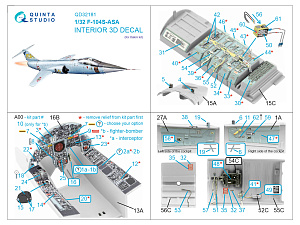 F-104S-ASA 3D-Printed & coloured Interior on decal paper (Italeri)